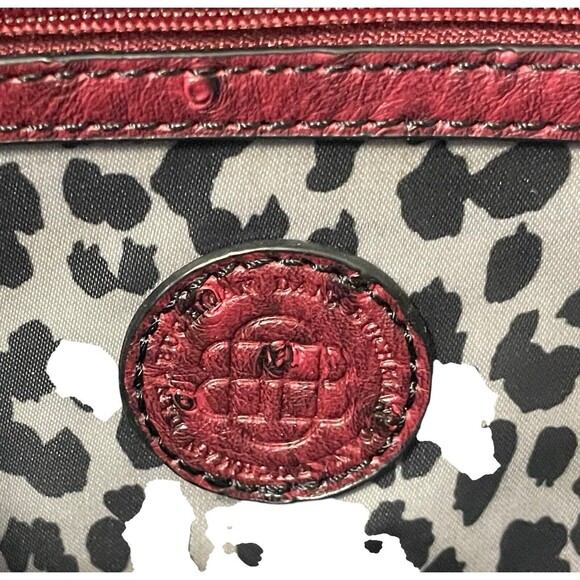 Red Vegan Leather Purse W / Leopard Interior Print Dana Buchman NWOT - Picture 9 of 11